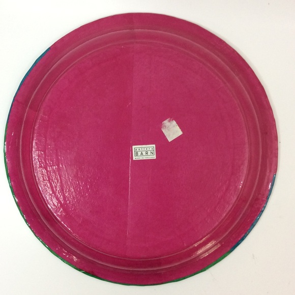 Pottery Barn Pink Green Gold Peace Decorative Tray - Picture 4 of 8
